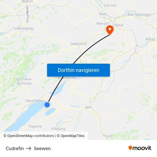 Cudrefin to Seewen map