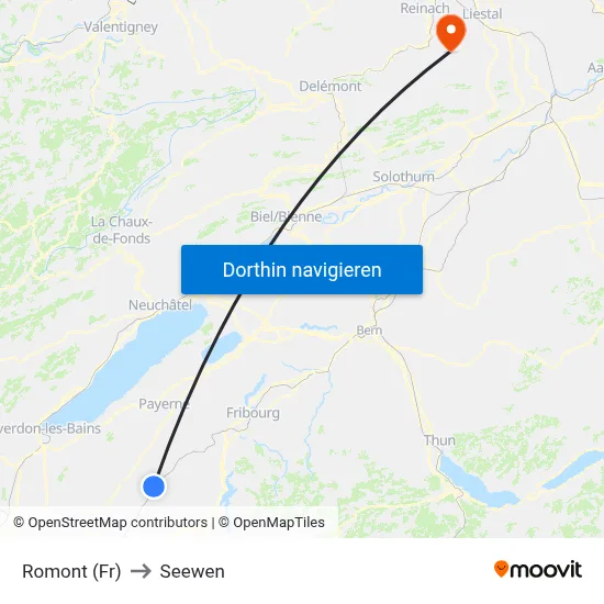 Romont (Fr) to Seewen map