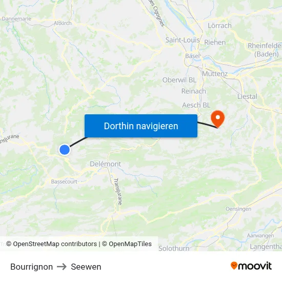 Bourrignon to Seewen map