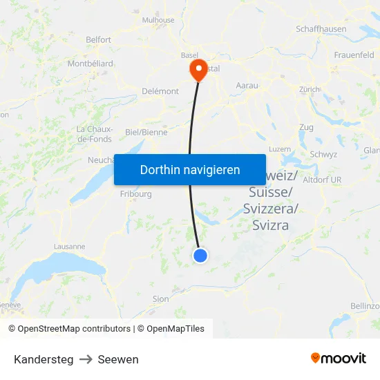 Kandersteg to Seewen map