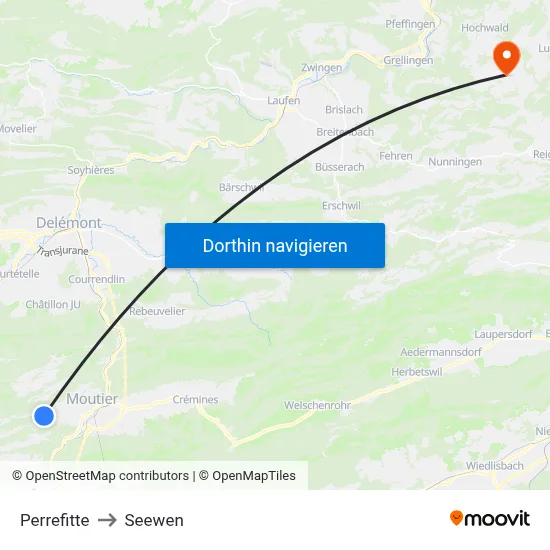Perrefitte to Seewen map