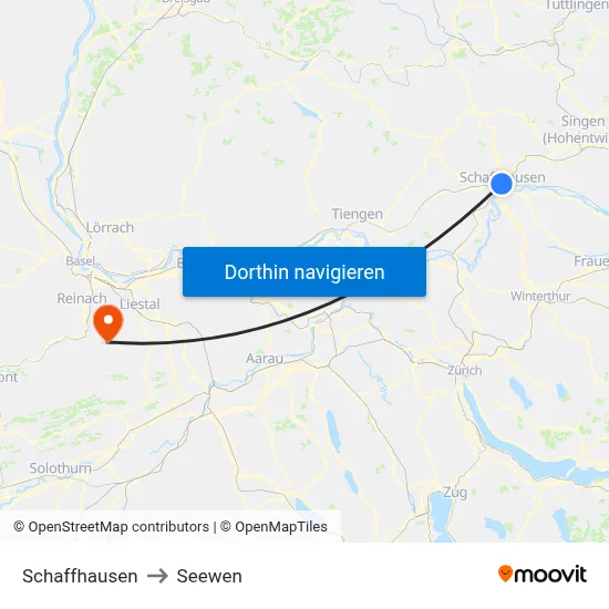 Schaffhausen to Seewen map