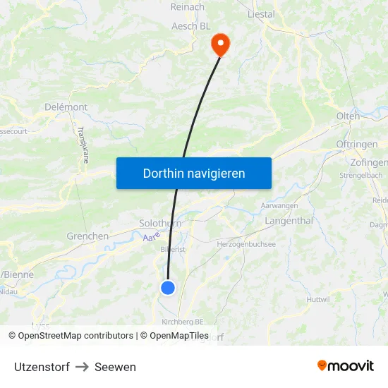 Utzenstorf to Seewen map
