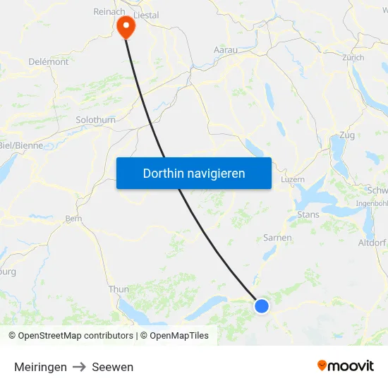 Meiringen to Seewen map