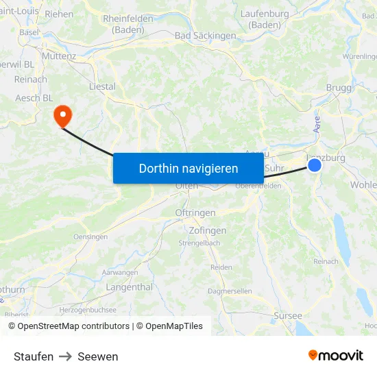 Staufen to Seewen map