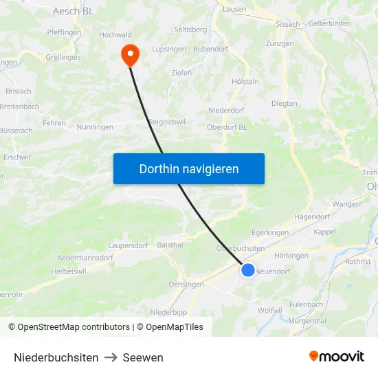 Niederbuchsiten to Seewen map