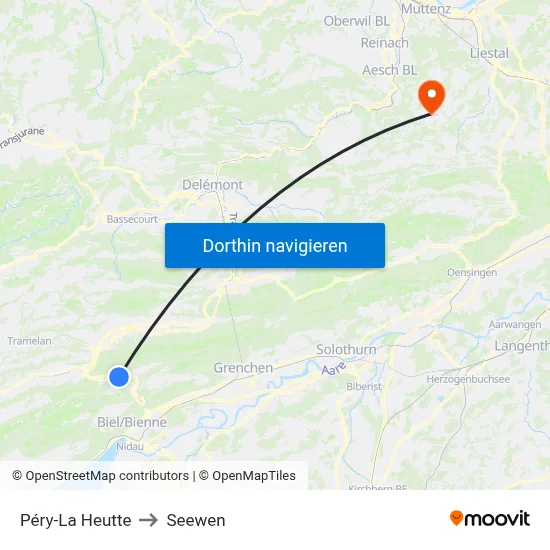 Péry-La Heutte to Seewen map