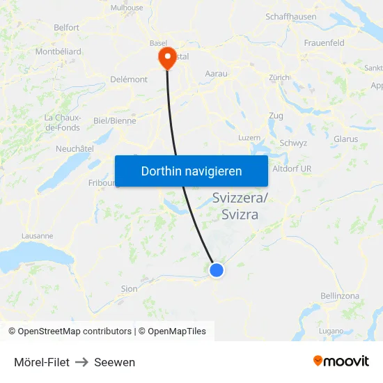 Mörel-Filet to Seewen map
