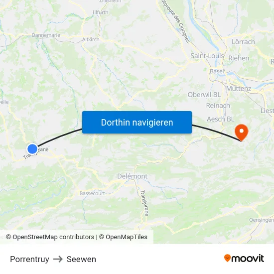 Porrentruy to Seewen map
