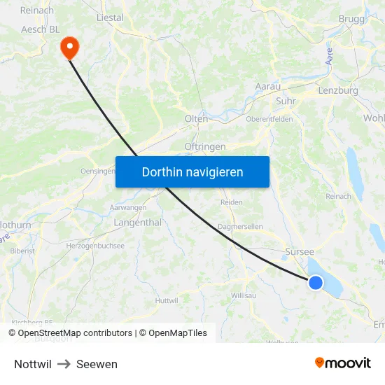 Nottwil to Seewen map