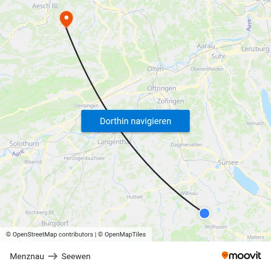 Menznau to Seewen map