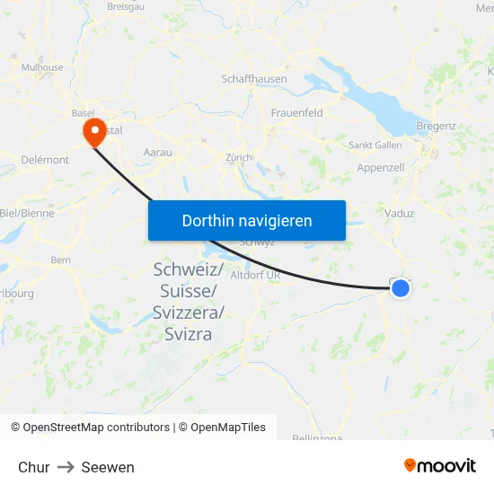 Chur to Seewen map