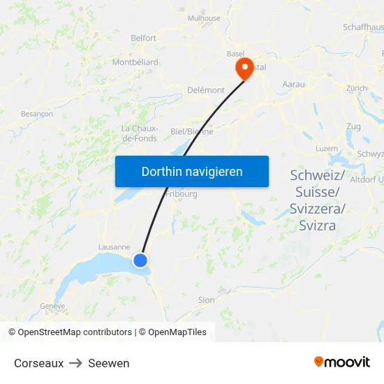 Corseaux to Seewen map