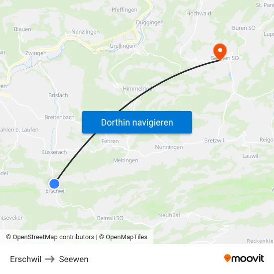 Erschwil to Seewen map