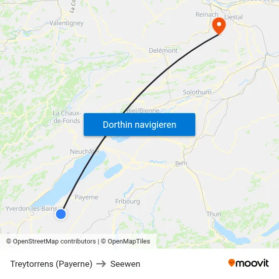 Treytorrens (Payerne) to Seewen map