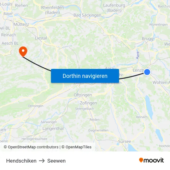 Hendschiken to Seewen map