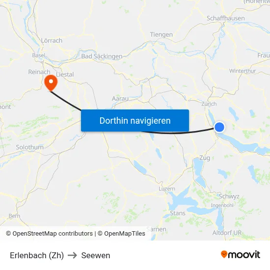Erlenbach (Zh) to Seewen map