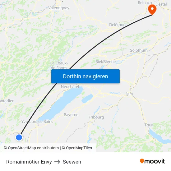 Romainmôtier-Envy to Seewen map