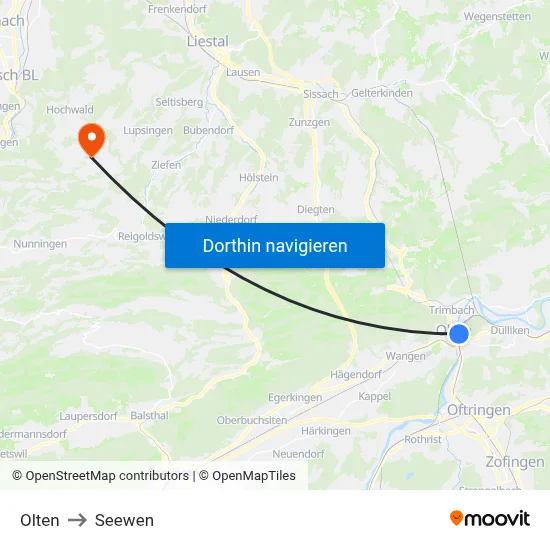 Olten to Seewen map