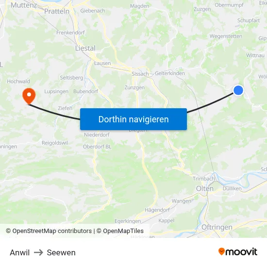 Anwil to Seewen map