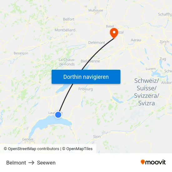 Belmont to Seewen map