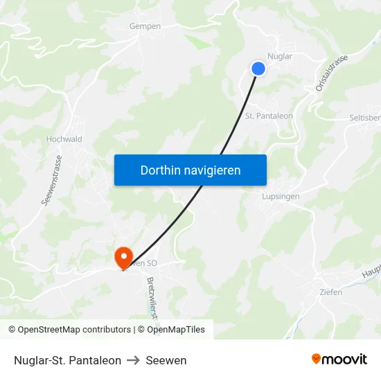 Nuglar-St. Pantaleon to Seewen map