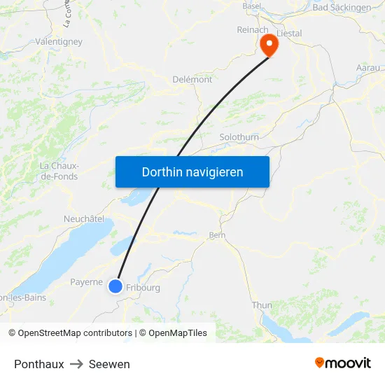 Ponthaux to Seewen map