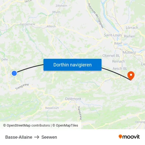 Basse-Allaine to Seewen map