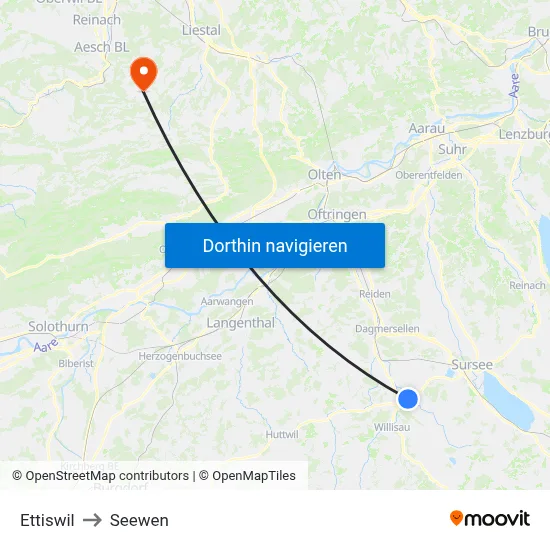Ettiswil to Seewen map