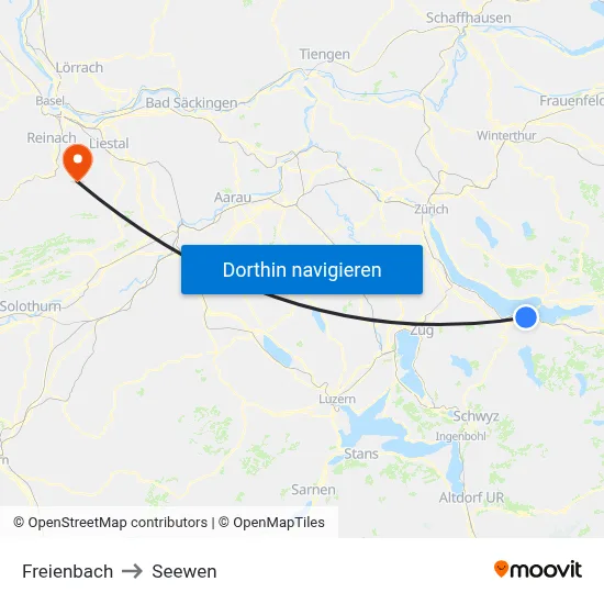 Freienbach to Seewen map