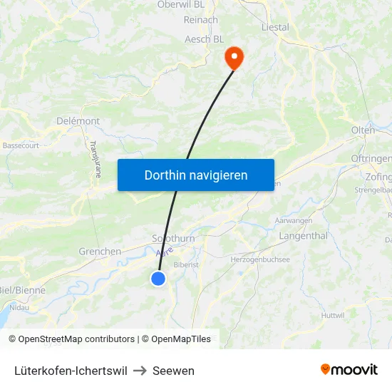 Lüterkofen-Ichertswil to Seewen map
