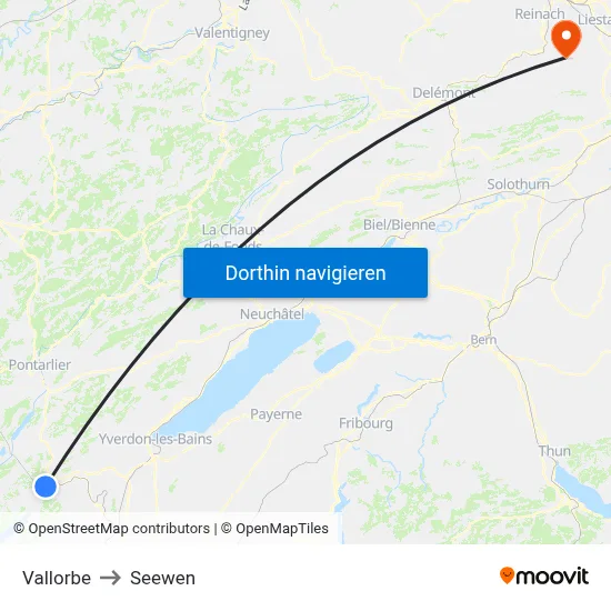 Vallorbe to Seewen map