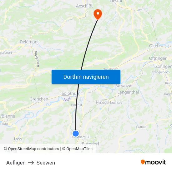 Aefligen to Seewen map