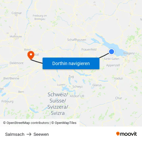 Salmsach to Seewen map