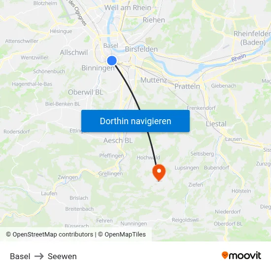 Basel to Seewen map