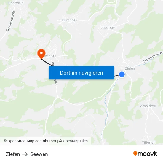 Ziefen to Seewen map
