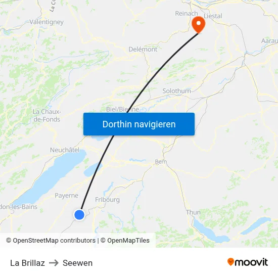 La Brillaz to Seewen map