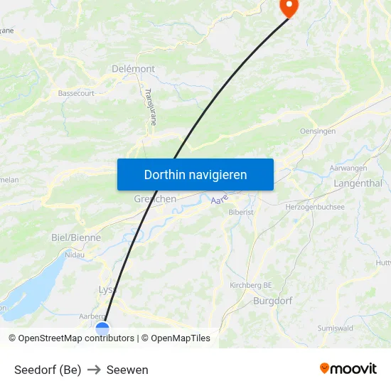 Seedorf (Be) to Seewen map