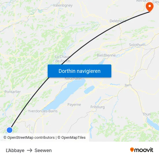 L'Abbaye to Seewen map