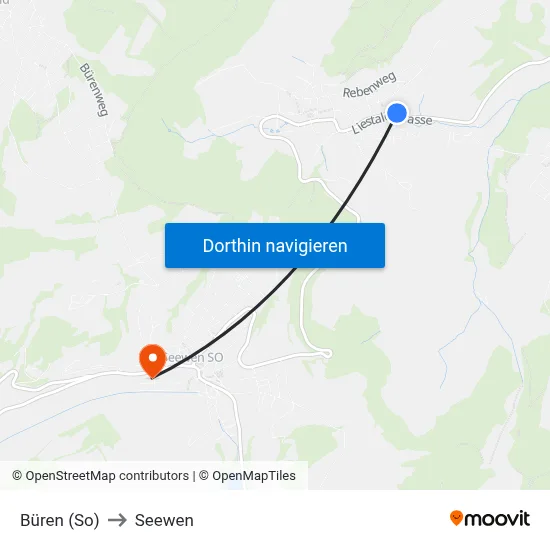 Büren (So) to Seewen map