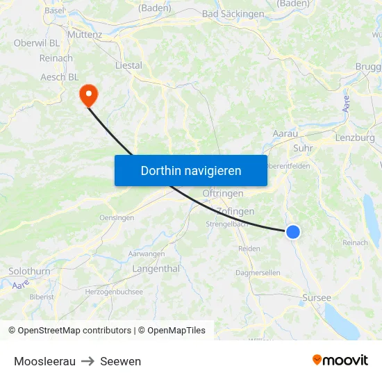 Moosleerau to Seewen map