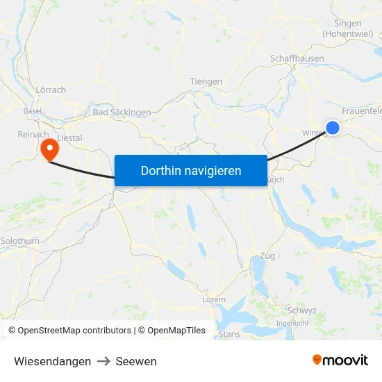 Wiesendangen to Seewen map