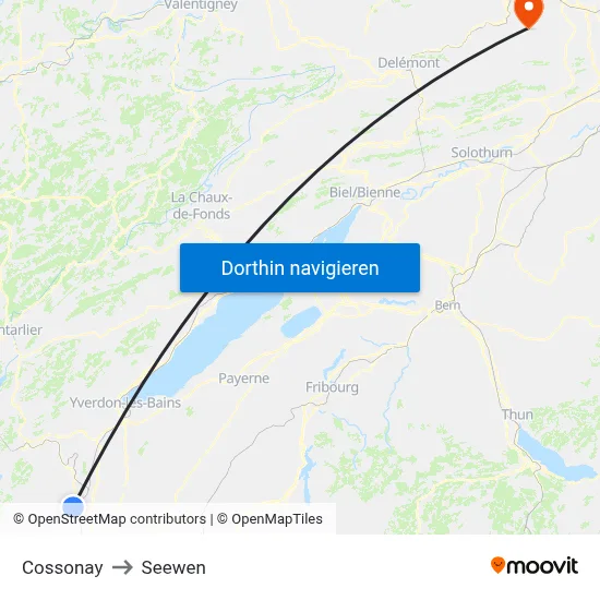 Cossonay to Seewen map