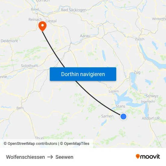 Wolfenschiessen to Seewen map