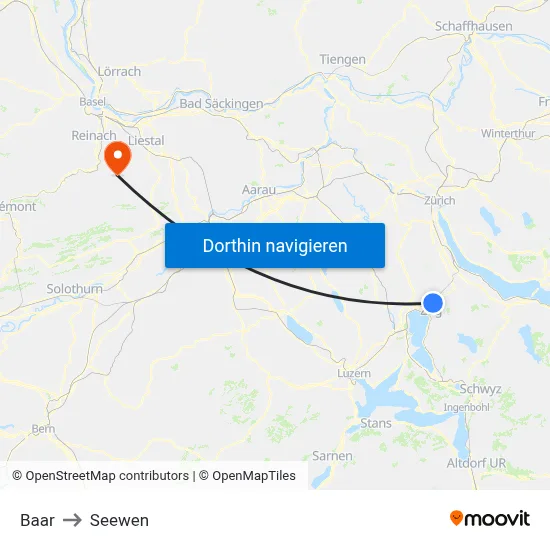 Baar to Seewen map