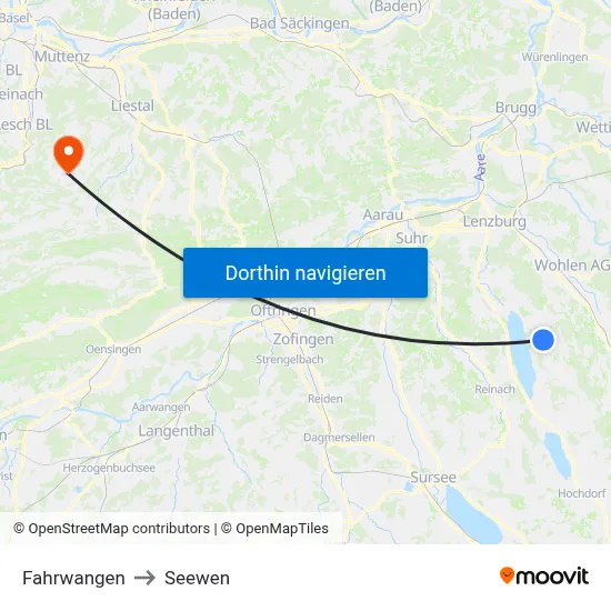 Fahrwangen to Seewen map