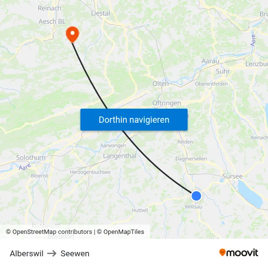 Alberswil to Seewen map