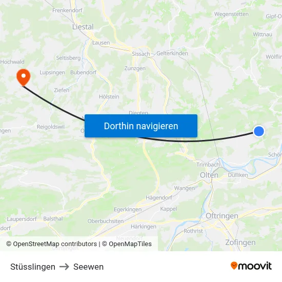 Stüsslingen to Seewen map