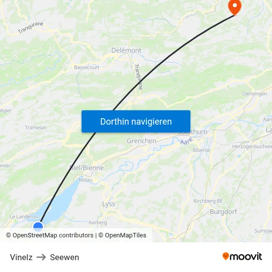 Vinelz to Seewen map