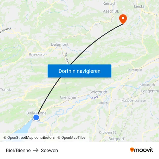 Biel/Bienne to Seewen map